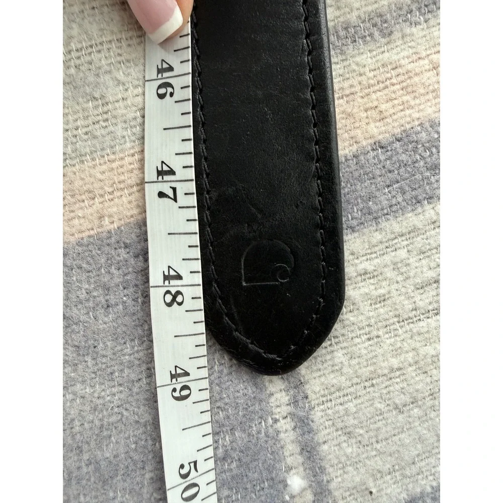 Carhartt Mens Black Full Grain Leather Belt Logo Buckle Workwear Size 42 2201-01